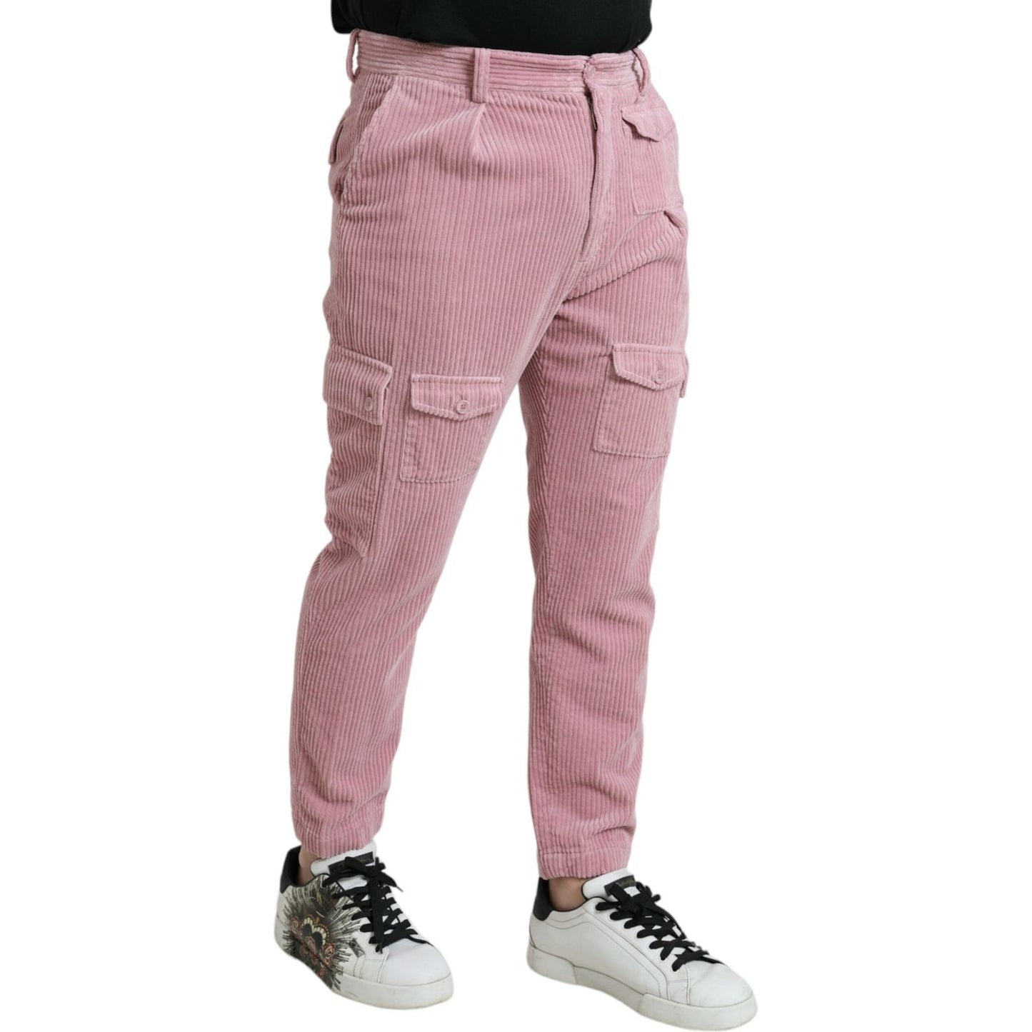 Dolce & Gabbana Pink Corduroy Cotton Stretch Skinny Cargo Jeans PAN75077-48