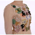 Dolce & Gabbana Pink Silk Floral Crystal Maxi Gown Dress