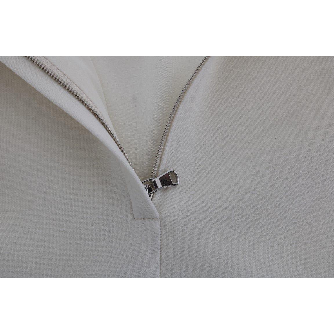 Dolce & Gabbana White Wool Stretch Brooch Shift Dress