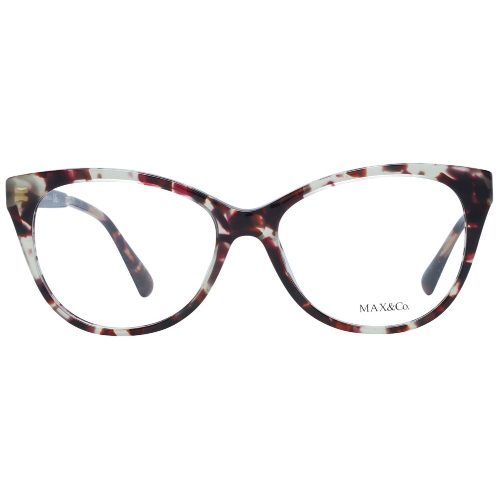 Max & Co Brown Women Glasses Frame, full-rim butterfly style, plastic material, demo lenses, case included, size 54-16-140.