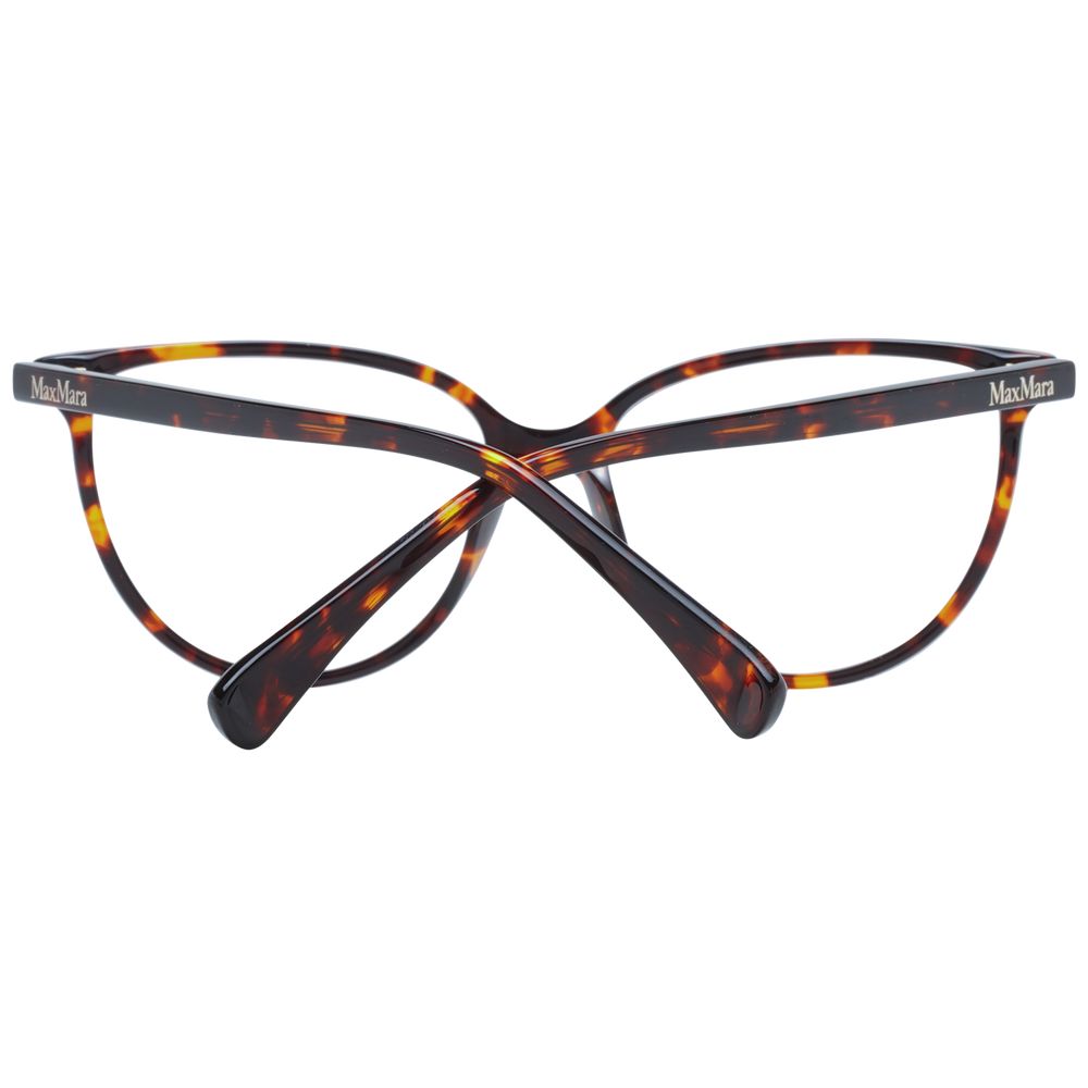 Max Mara Brown Women Glasses Frame with plastic full-rim butterfly style, size 54-15-140, includes branded case.