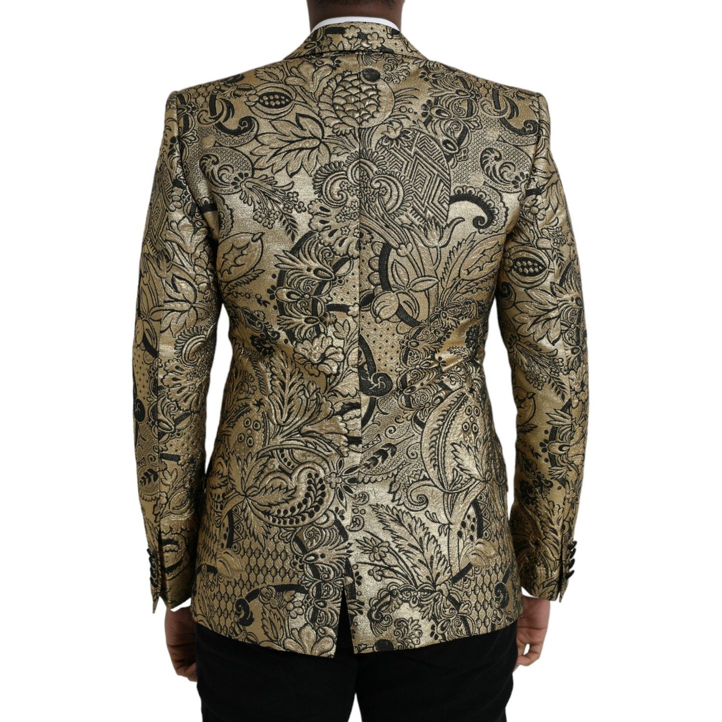 Dolce & Gabbana Gold SICILIA Jacquard Single Breasted Coat Blazer