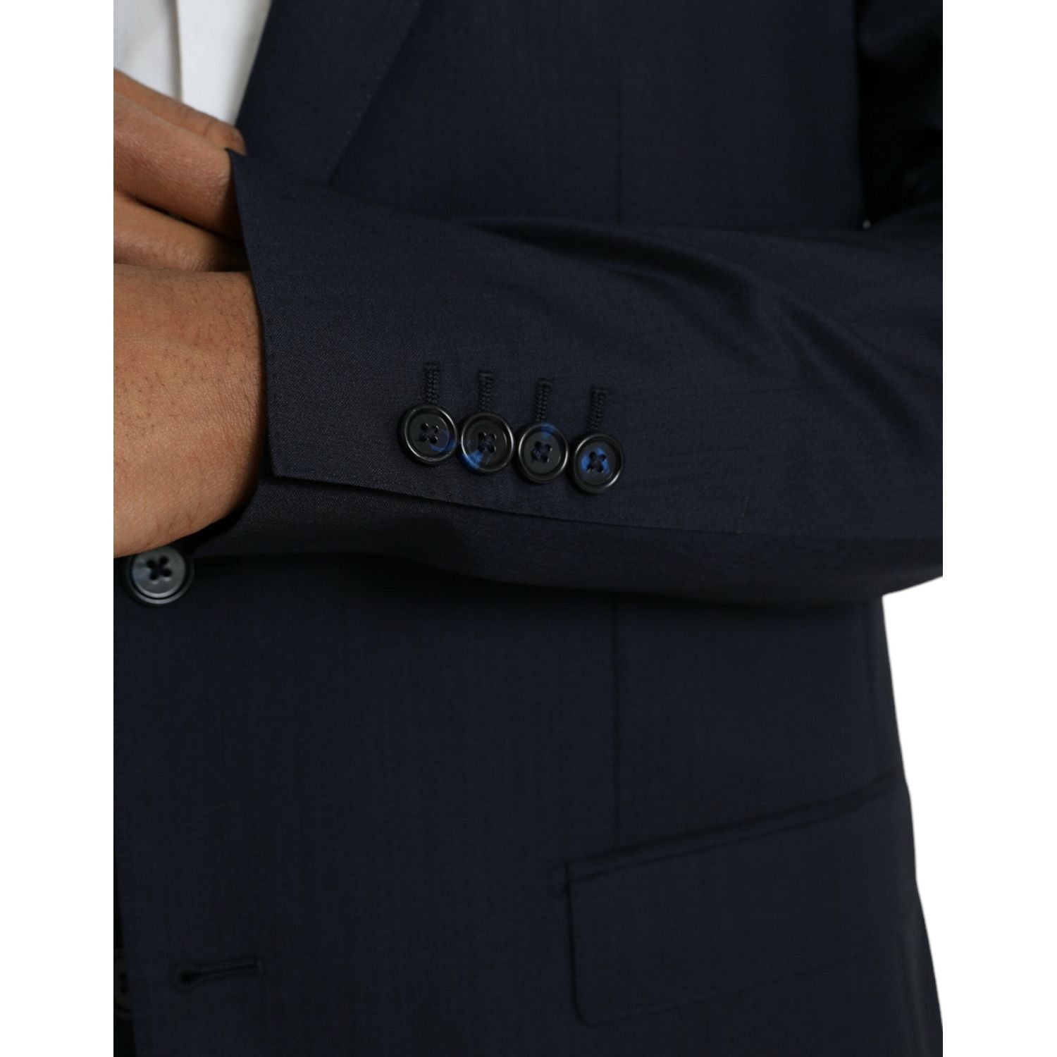 بليزر من الصوف باللون الأزرق الداكن بصف أزرار واحد من مجموعة دولتشي آند غابانا