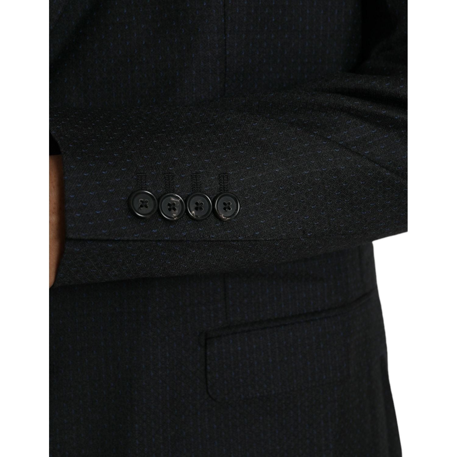 سترة مارتيني من الصوف الأسود بصدر واحد من دولتشي آند غابانا