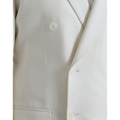 Dolce & Gabbana White Wool MARTINI Double Breasted Blazer