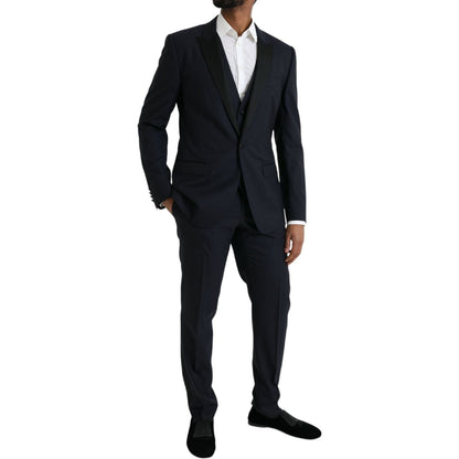 Dolce & Gabbana Dark Blue MARTINI Wool Formal 3 Piece Suit