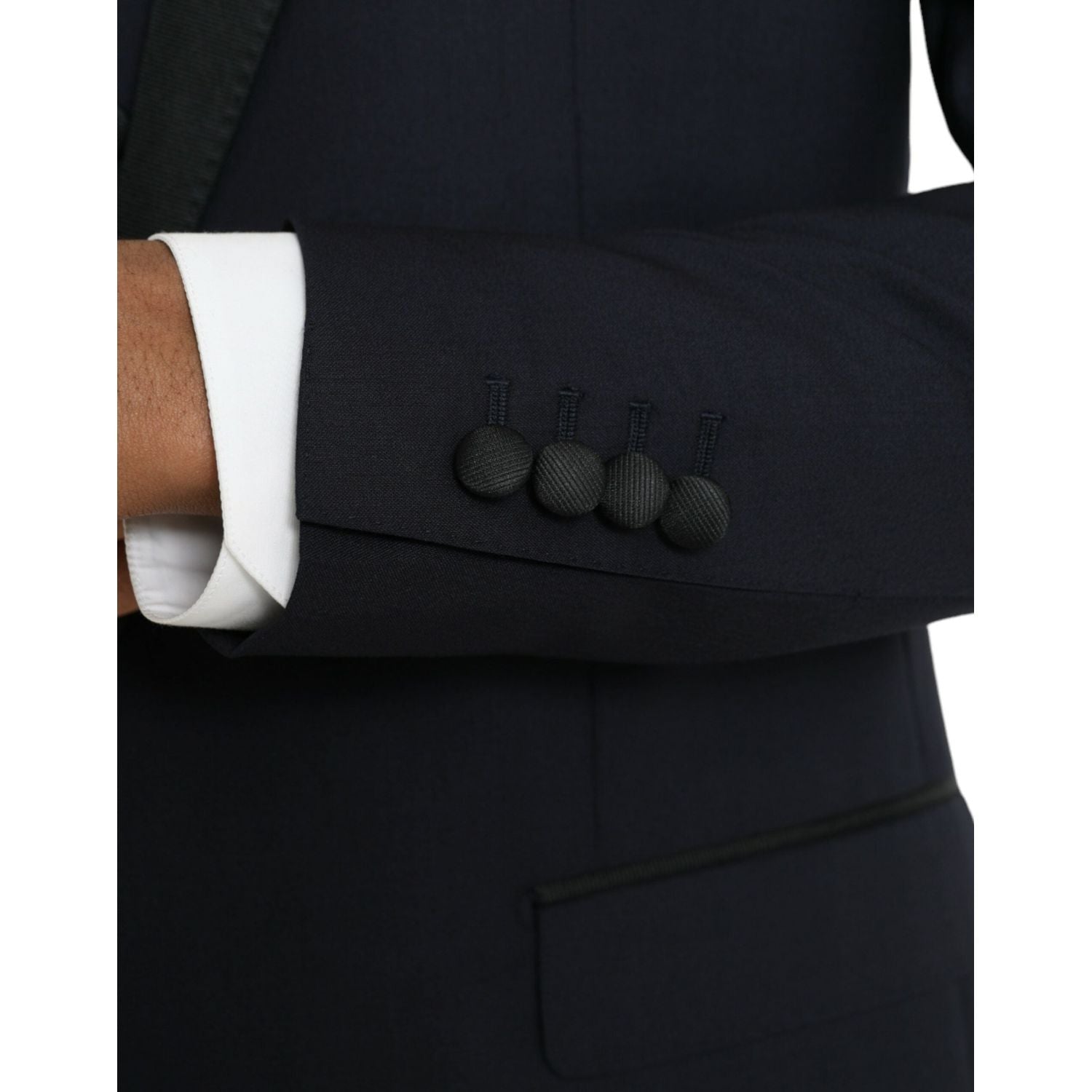 بدلة رسمية من الصوف مارتيني باللون الأزرق الداكن من دولتشي آند غابانا مكونة من ثلاث قطع