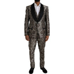 Dolce & Gabbana Brown Floral Jacquard Formal 3 Piece Suit Dolce & Gabbana Dark Slate Gray