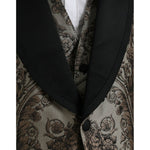 Dolce & Gabbana Brown Floral Jacquard Formal 3 Piece Suit Dolce & Gabbana Black