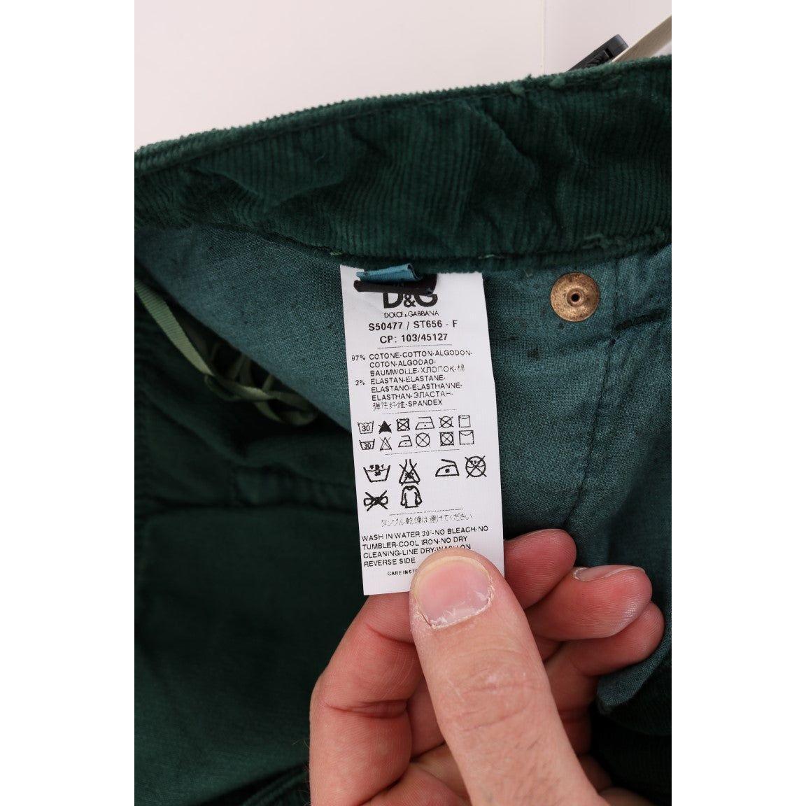 بنطلون دولتشي آند غابانا الأنيق المصنوع من مزيج القطن باللون الأخضر