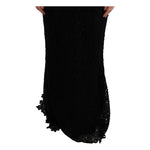 Dolce & Gabbana Black Floral Ricamo Sheath Long Dress