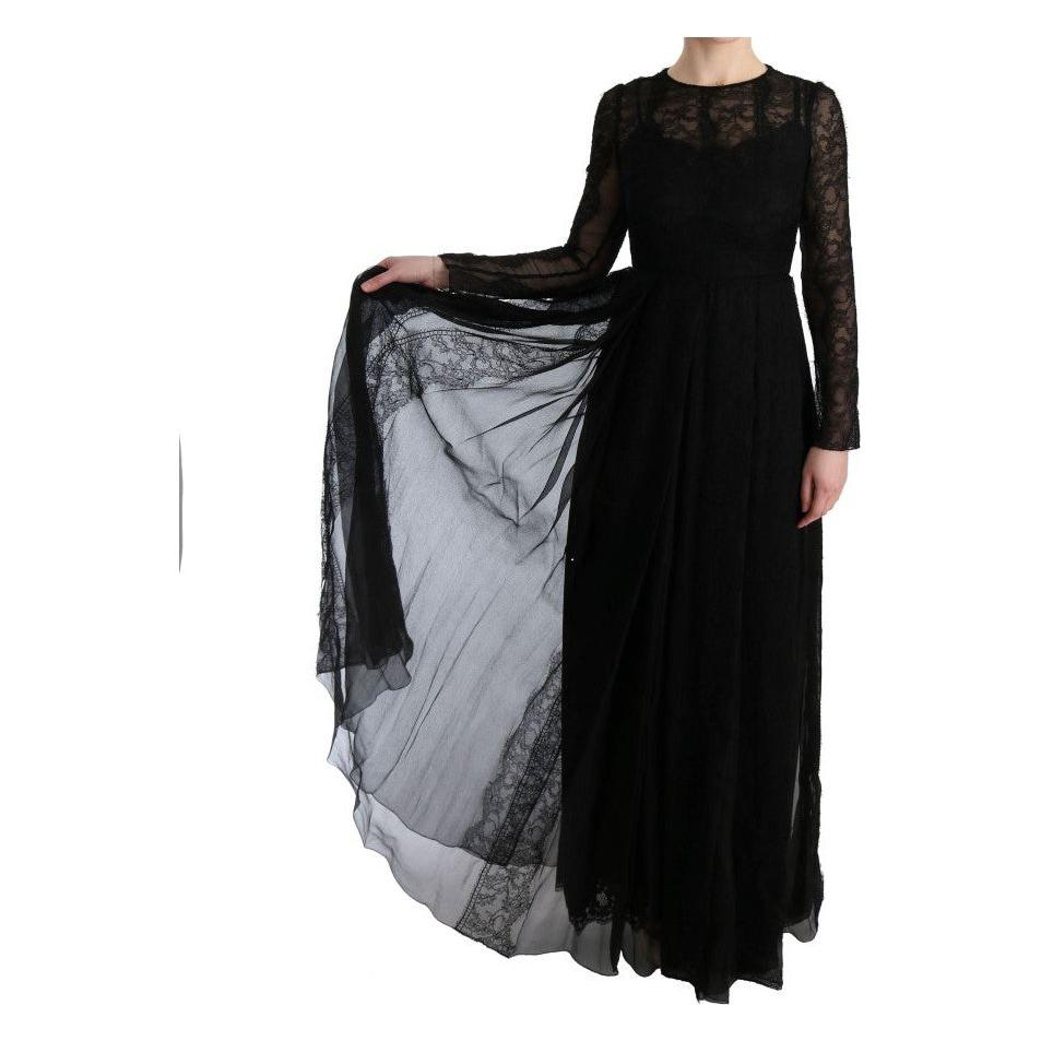 فستان دولتشي آند غابانا الأنيق ذو الأكمام الطويلة باللون الأسود