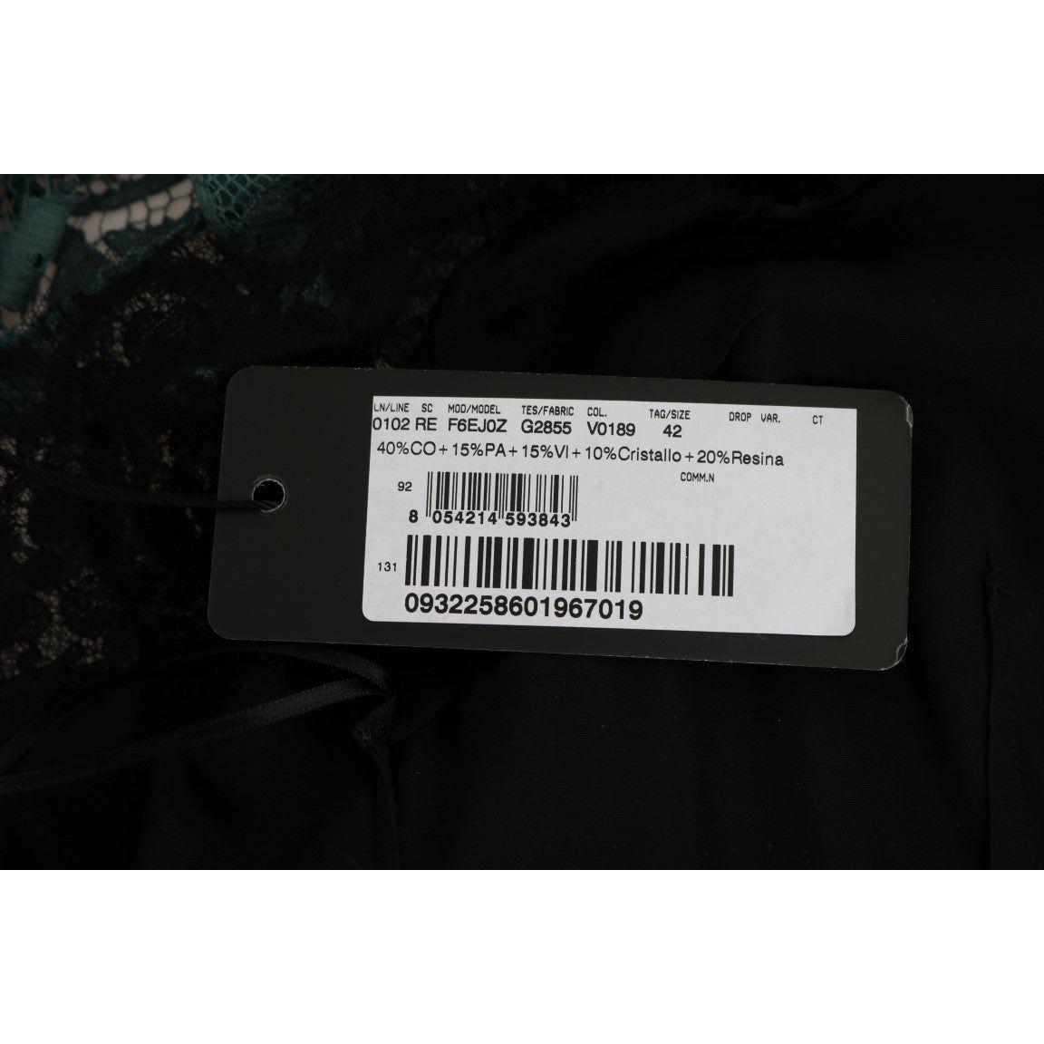 فستان دولتشي آند غابانا الأنيق المزين بالكريستال باللون الأخضر