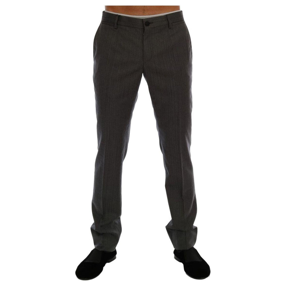 Dolce & Gabbana Elegant Gray Striped Wool Formal Trousers Dolce & Gabbana Dark Slate Gray