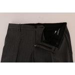 Dolce & Gabbana Elegant Gray Striped Wool Formal Trousers Dolce & Gabbana Black