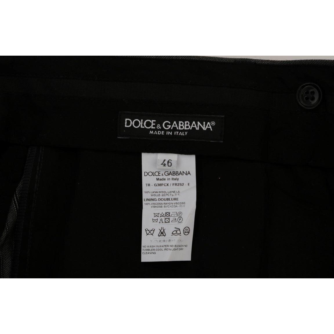 بنطلون رسمي أنيق من الصوف المخطط باللون الرمادي من دولتشي آند غابانا