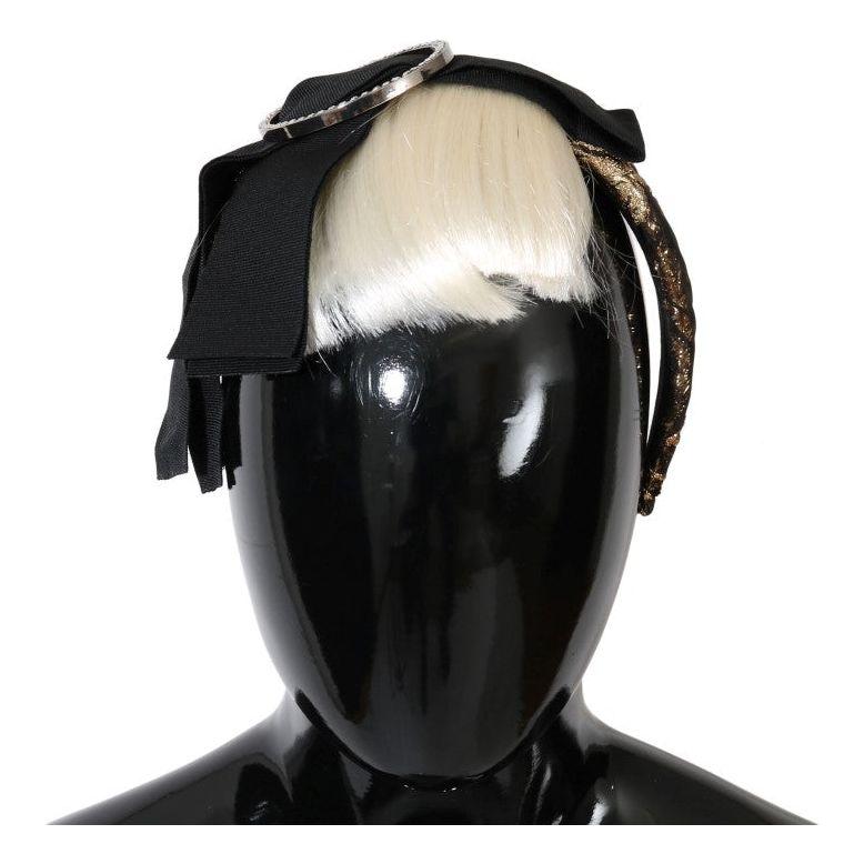 Dolce & Gabbana Black Crystal White Diadem Headband Tiara