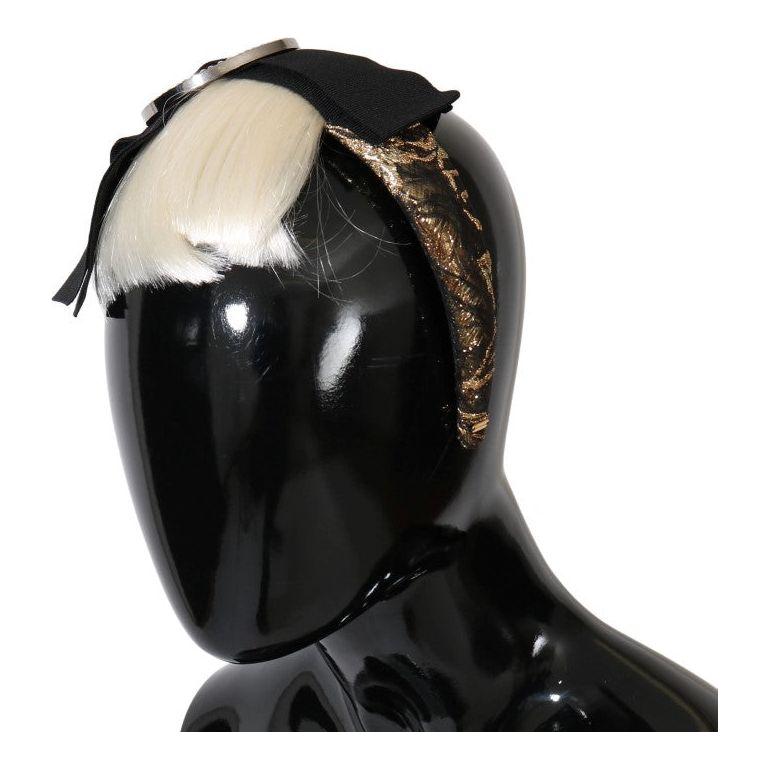 Dolce & Gabbana Black Crystal White Diadem Headband Tiara
