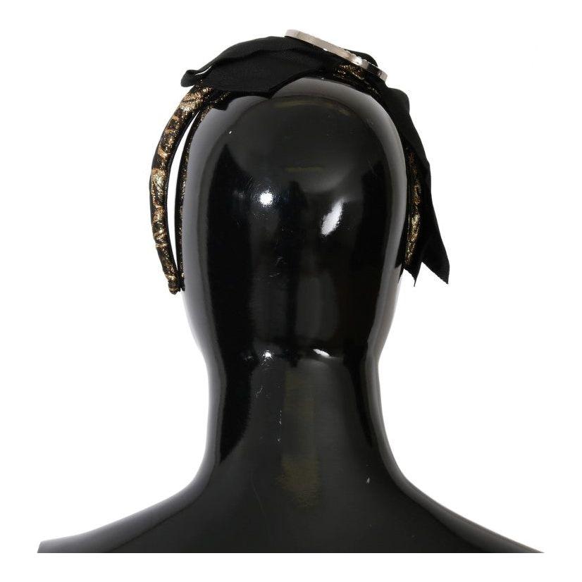 Dolce & Gabbana Black Crystal White Diadem Headband Tiara
