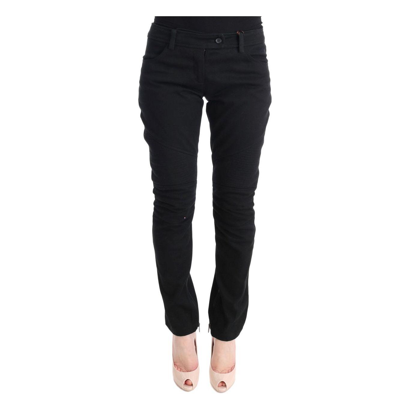 Ermanno Scervino Black Cotton Slim Fit Casual Pants Jeans & Pants