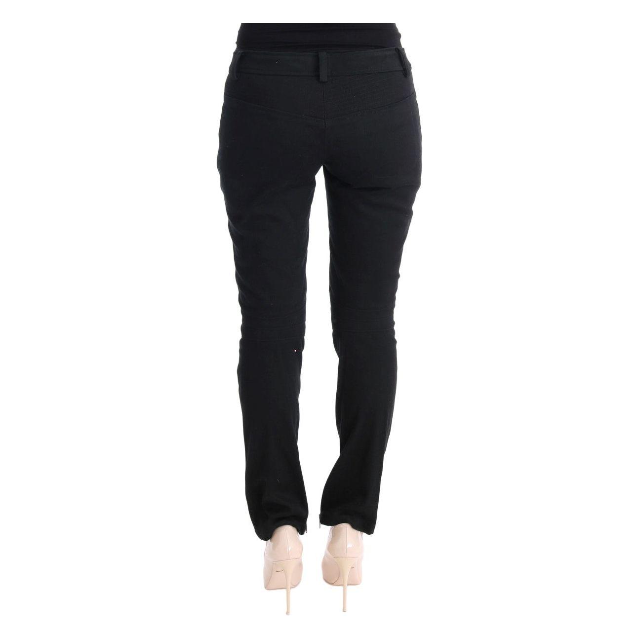 Ermanno Scervino Black Cotton Slim Fit Casual Pants Jeans & Pants