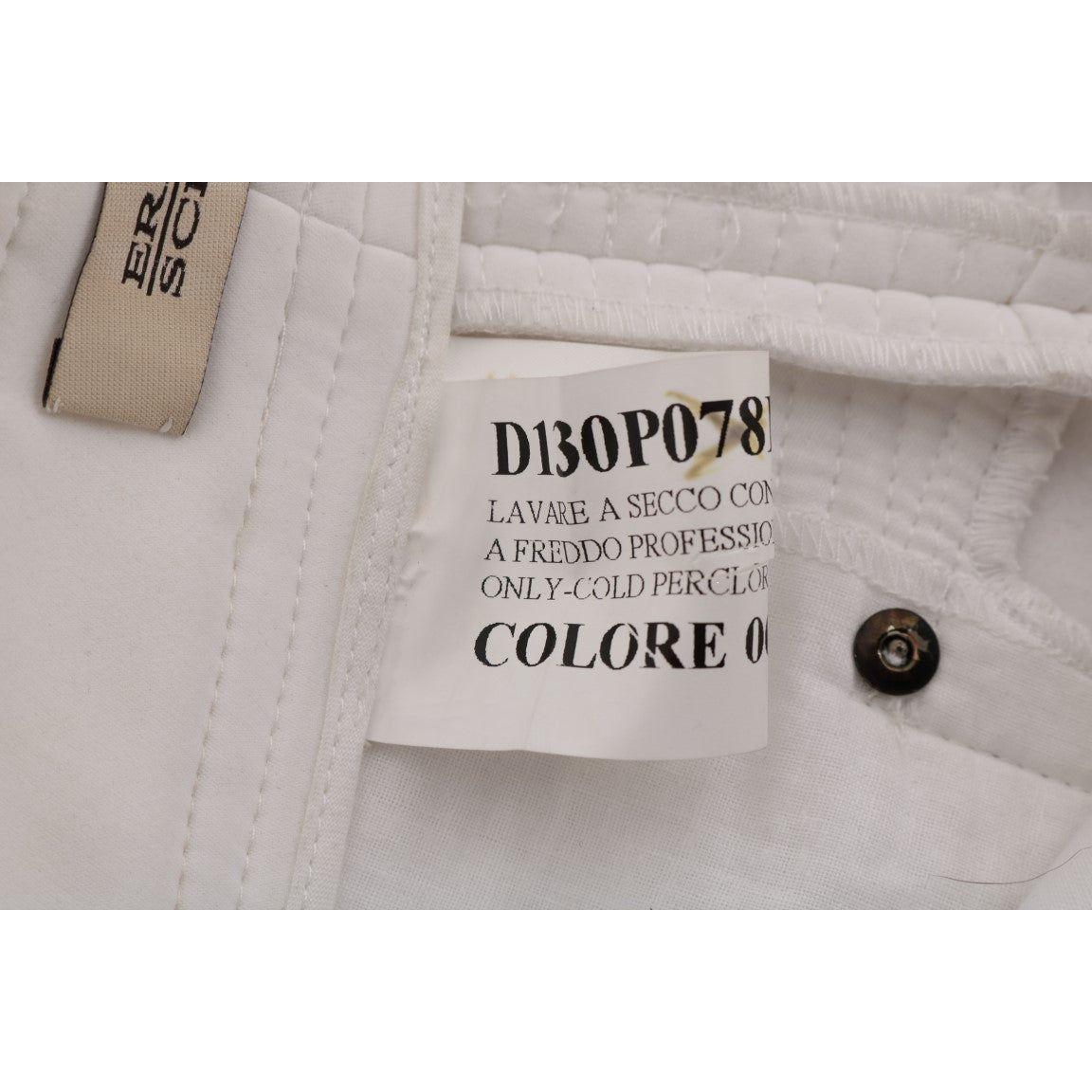 Ermanno Scervino White Cotton Slim Fit Casual Pants