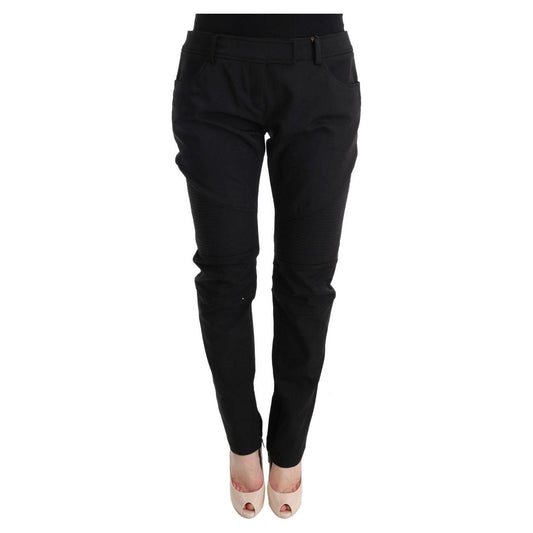 Ermanno Scervino Black Cotton Slim Fit Casual Pants Jeans & Pants