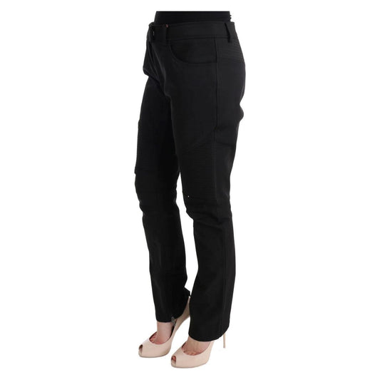 Ermanno Scervino Black Cotton Slim Fit Casual Pants Jeans & Pants