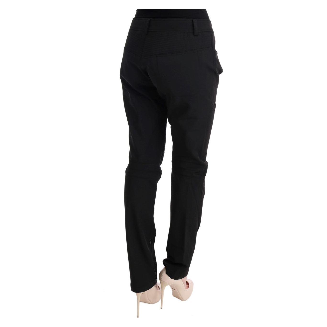 Ermanno Scervino Black Cotton Slim Fit Casual Pants Jeans & Pants