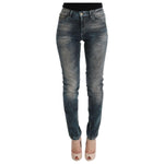 Cavalli Blue Wash Cotton Blend Slim Fit Jeans