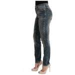 Cavalli Blue Wash Cotton Blend Slim Fit Jeans