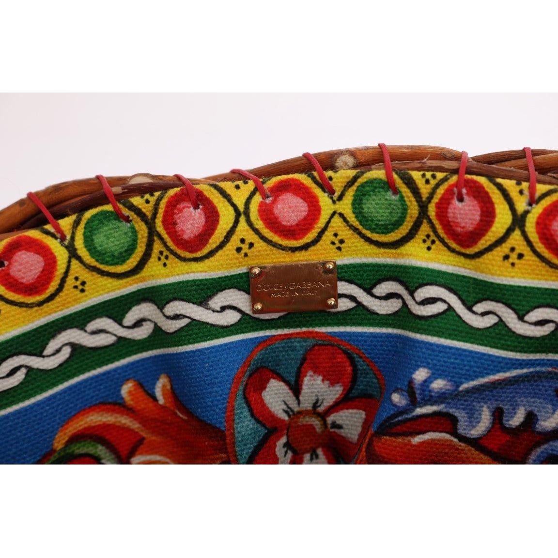 حقيبة دولتشي آند غابانا الأنيقة المصنوعة من القش والجلود الغريبة باللون البيج