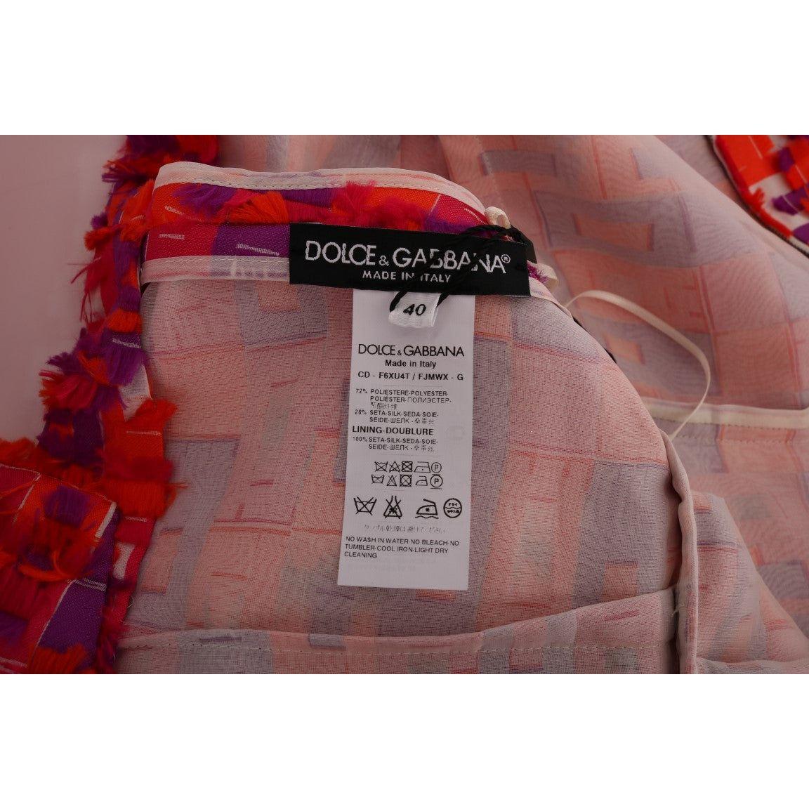 فستان دولتشي آند غابانا الأنيق باللون الوردي بدون أكمام