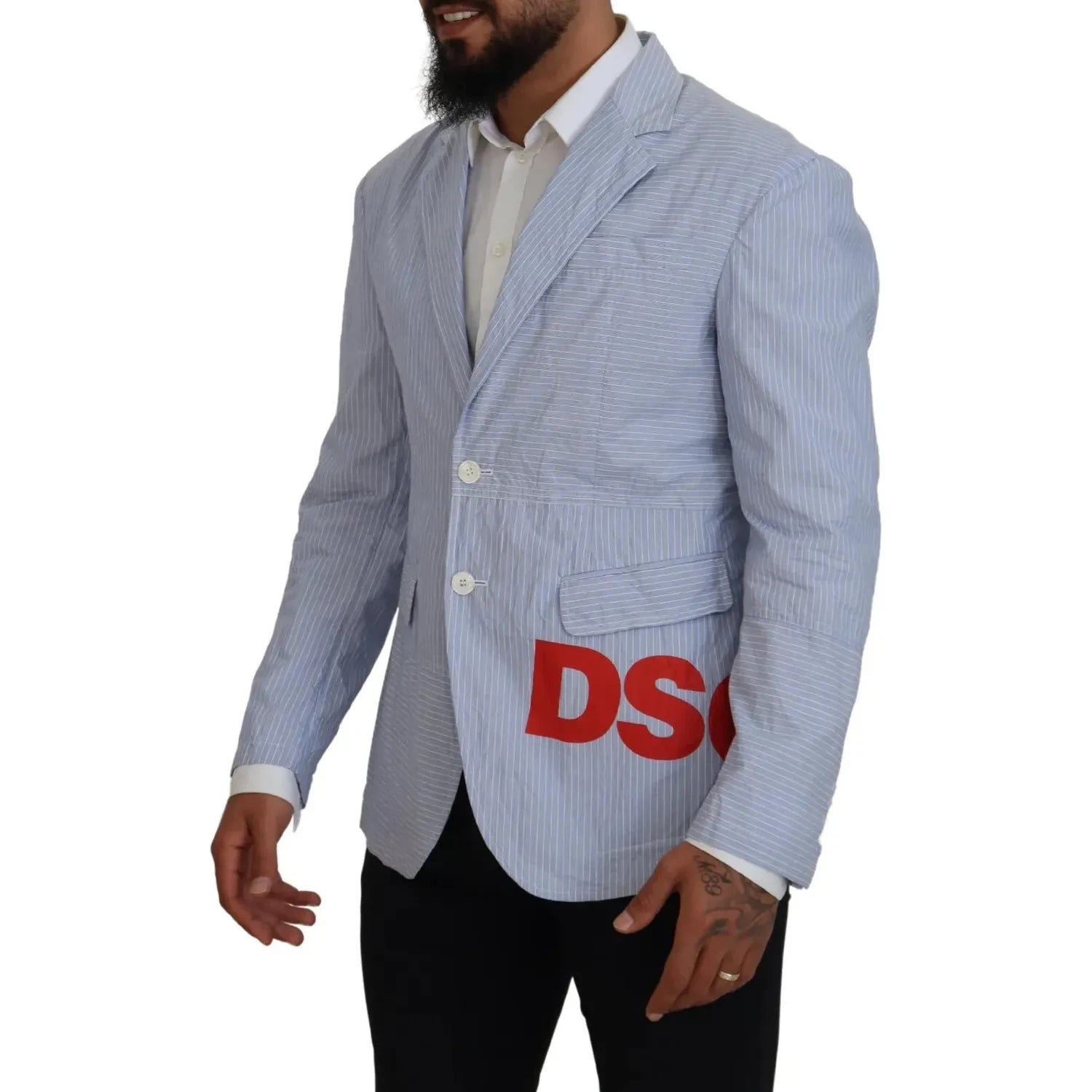 سترة رسمية مخططة بصف واحد من الأزرار من Dsquared² باللون الأزرق