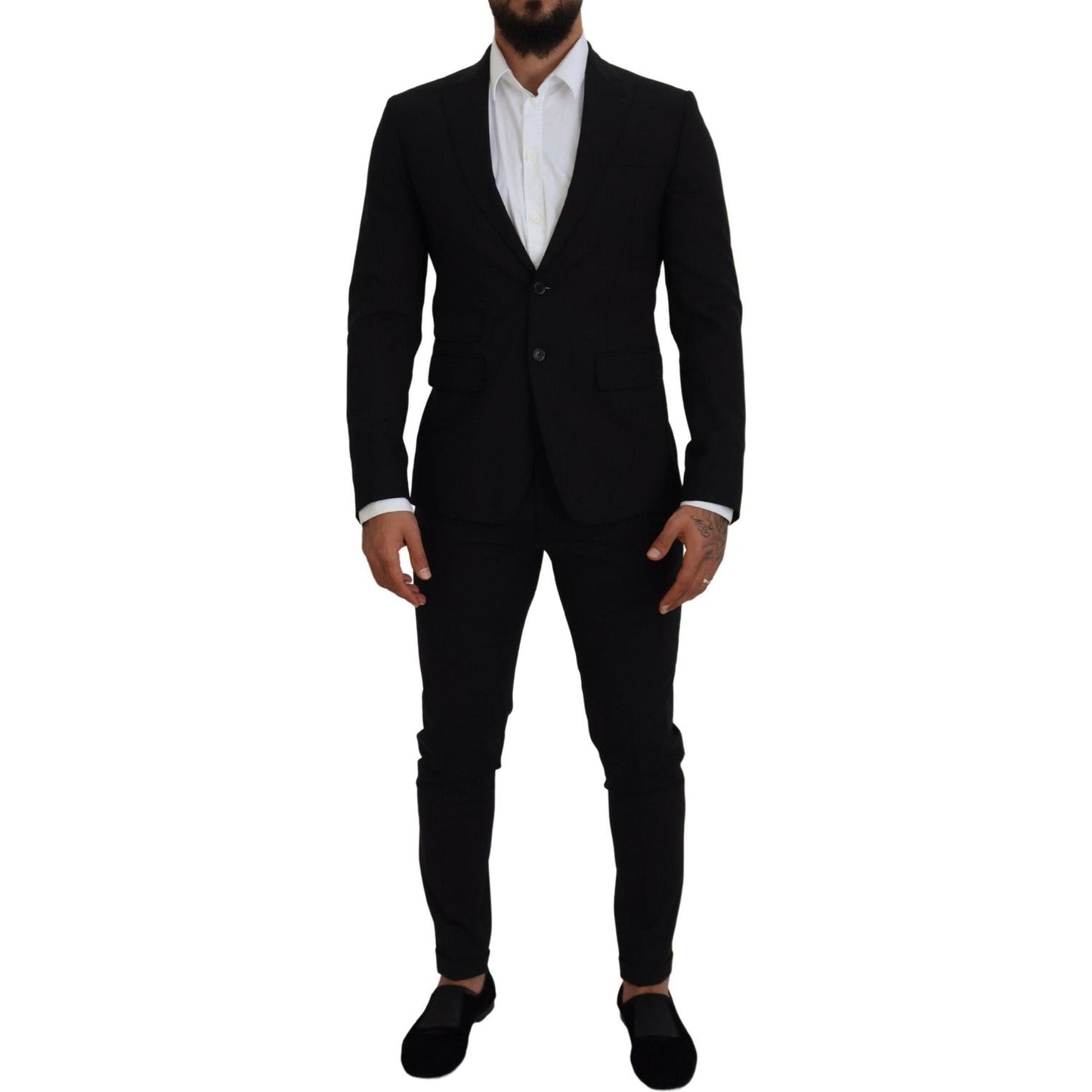 Dsquared² Black Wool Single Breasted 2 Piece LONDON Suit KOS2014-48