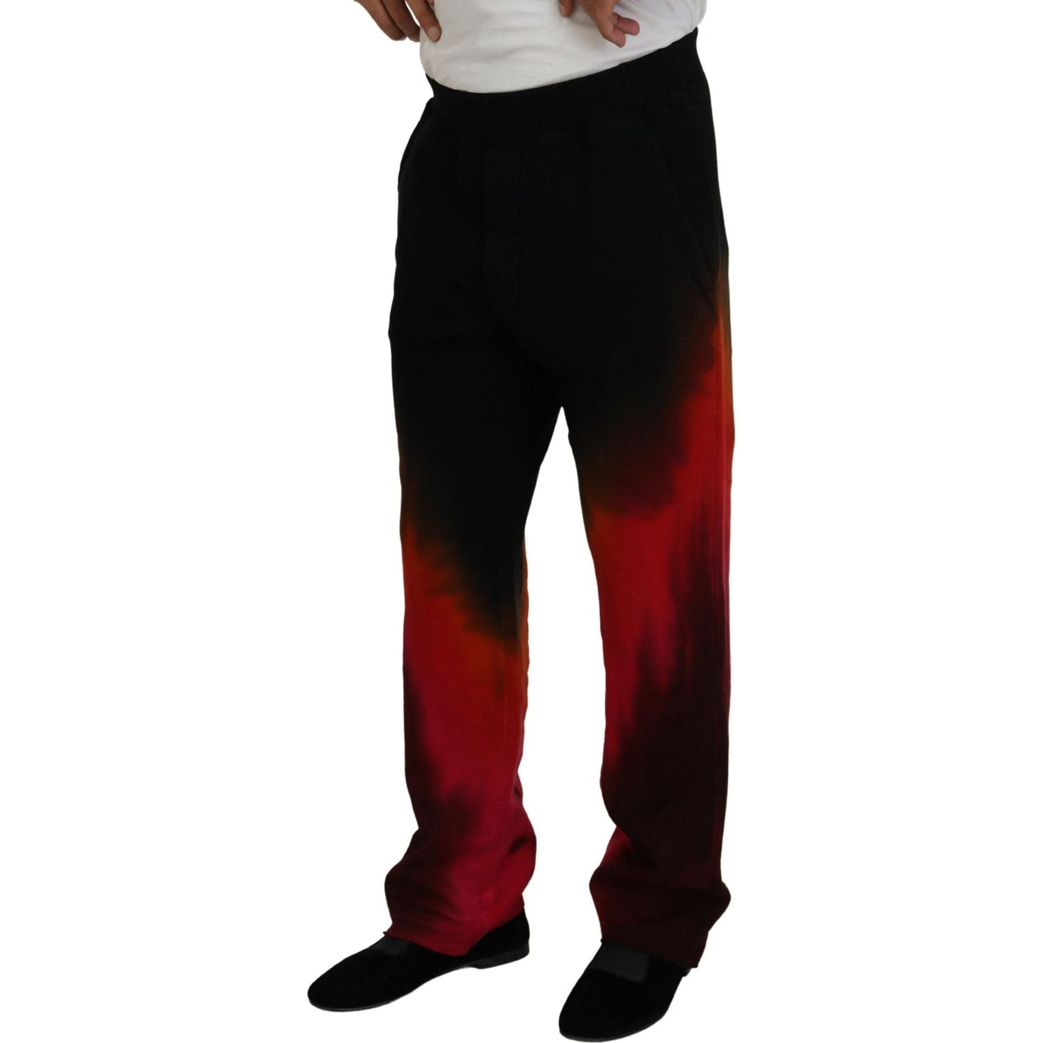 بنطال كاجوال من القطن بطبعة شعار Dsquared² باللونين الأسود والأحمر