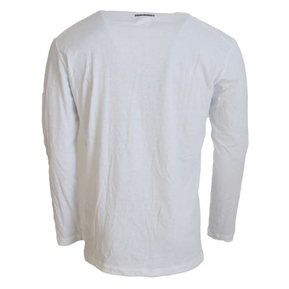 Dsquared² White Cotton Linen Long Sleeves Pullover Sweater
