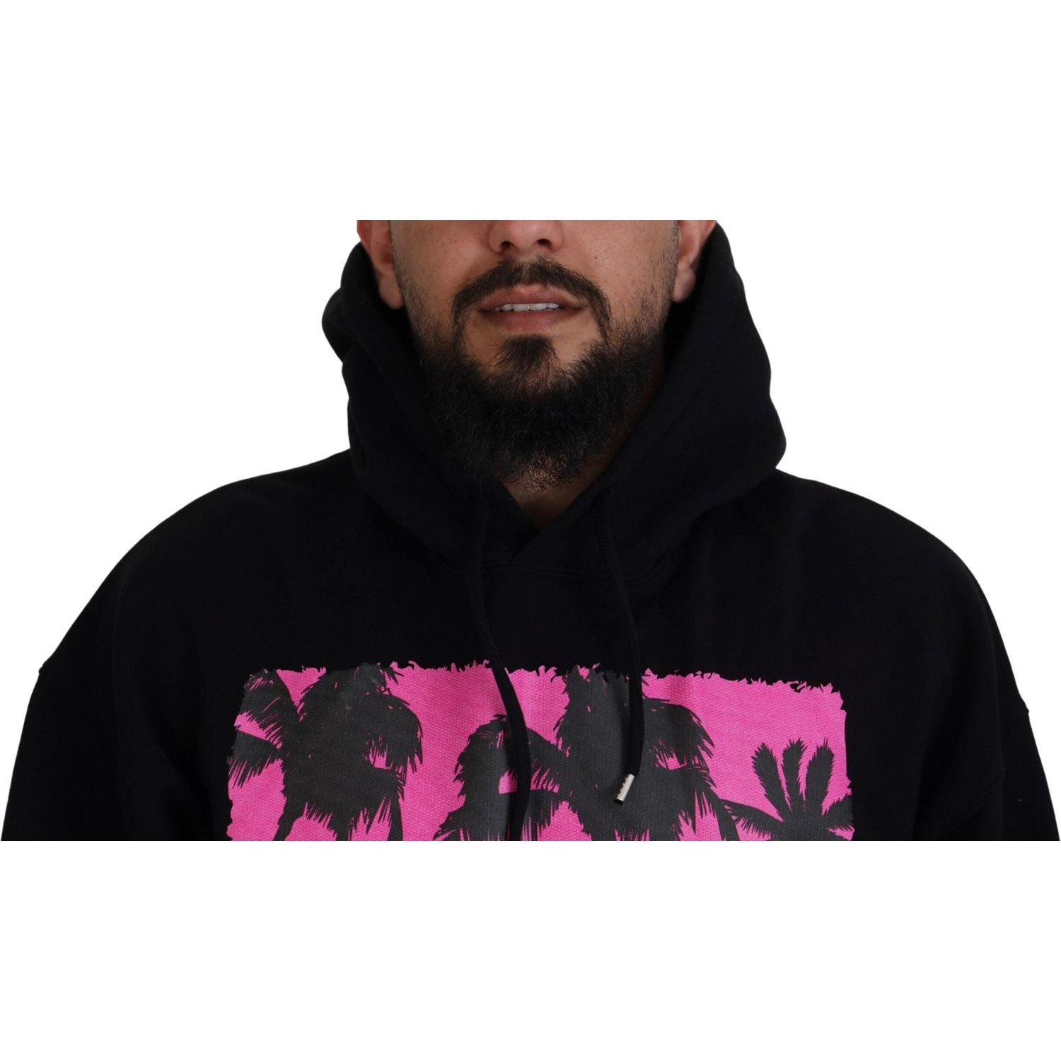 سترة رجالية مطبوعة بغطاء رأس من القطن الأسود من Dsquared²