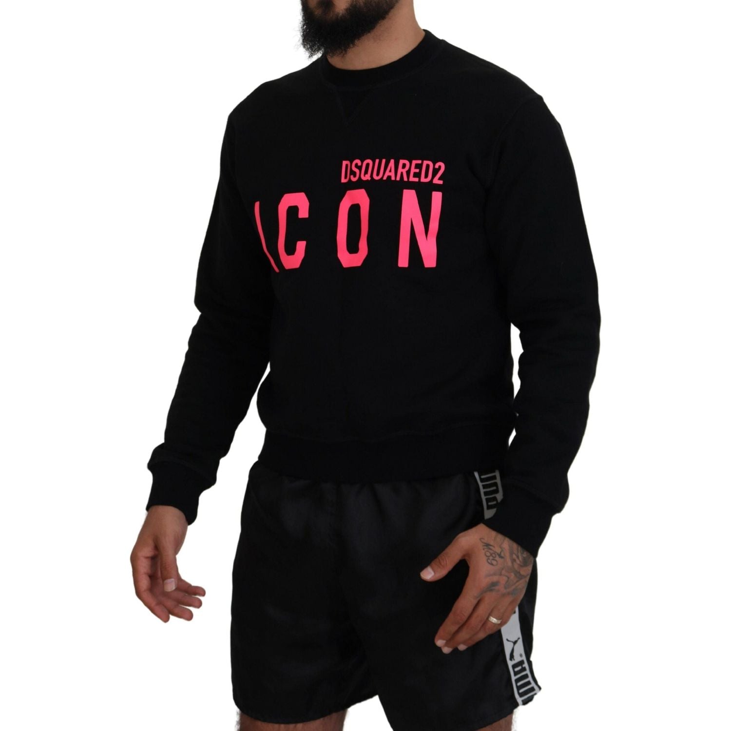 سترة صوفية بأكمام طويلة مطبوعة باللون الأسود من Dsquared²