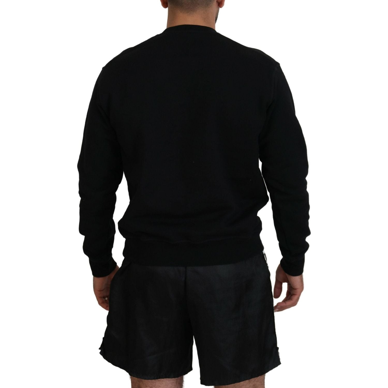 سترة رجالية بأكمام طويلة مطبوعة بشعار Dsquared² باللون الأسود