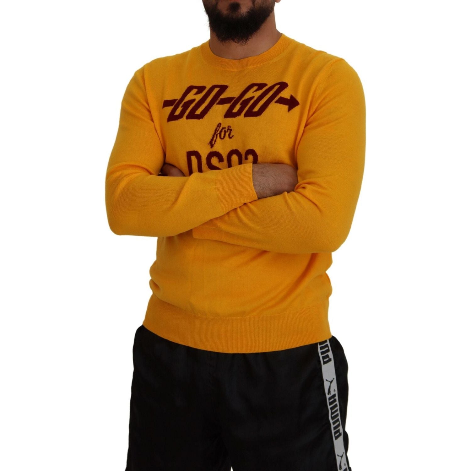 سترة رجالية من الصوف البرتقالي بأكمام طويلة من Dsquared²