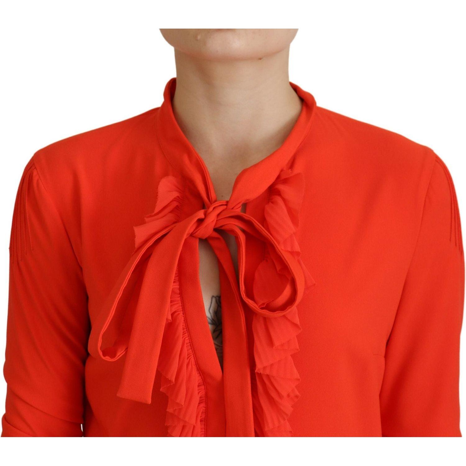 فستان ميدي من Dsquared² أحمر بأكمام طويلة من البوليستر