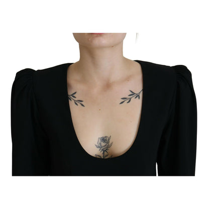 Dsquared² Black Polyester Long Sleeves Bodycon Sheath Dress