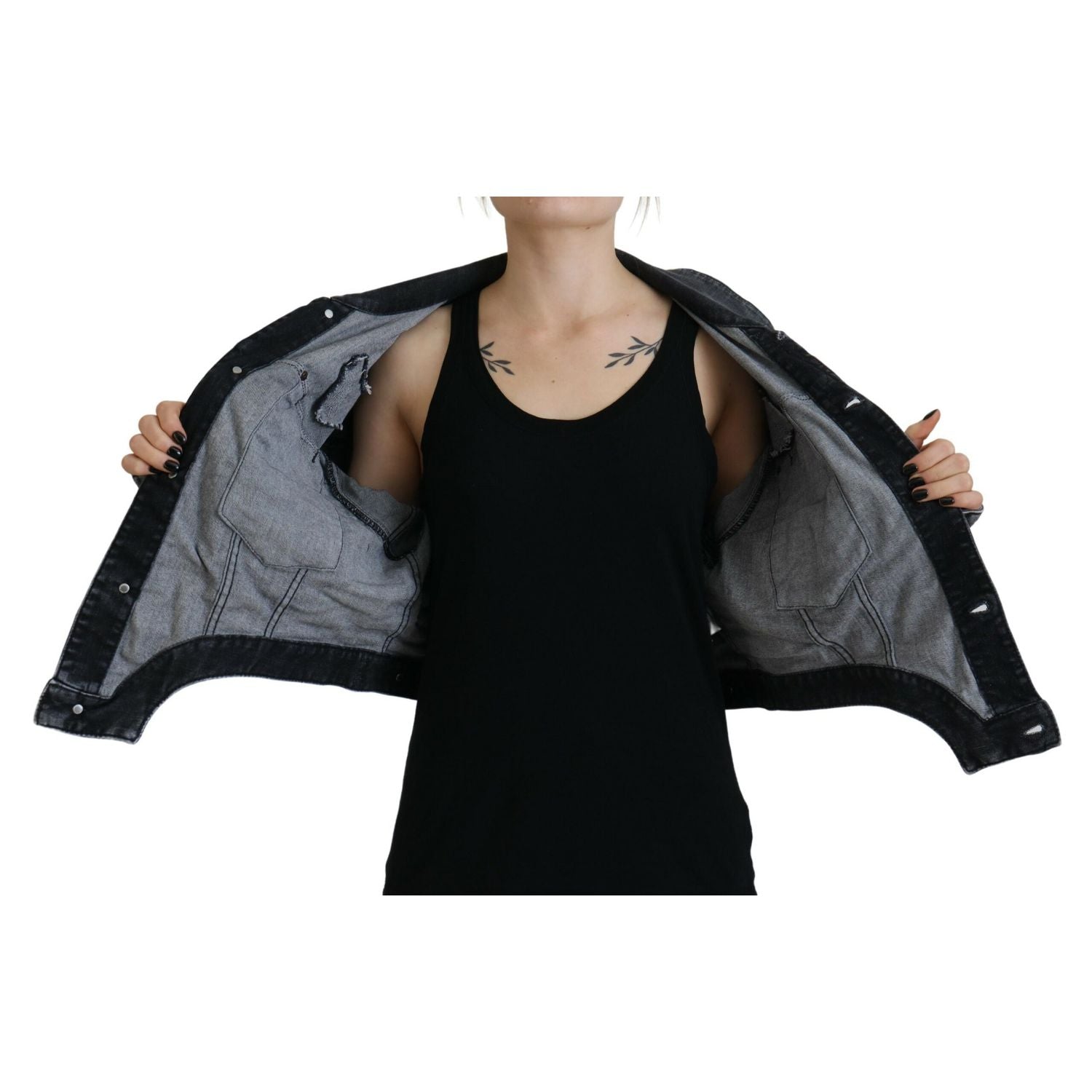Dsquared² Gray Washed Cotton Cropped Denim Jacket