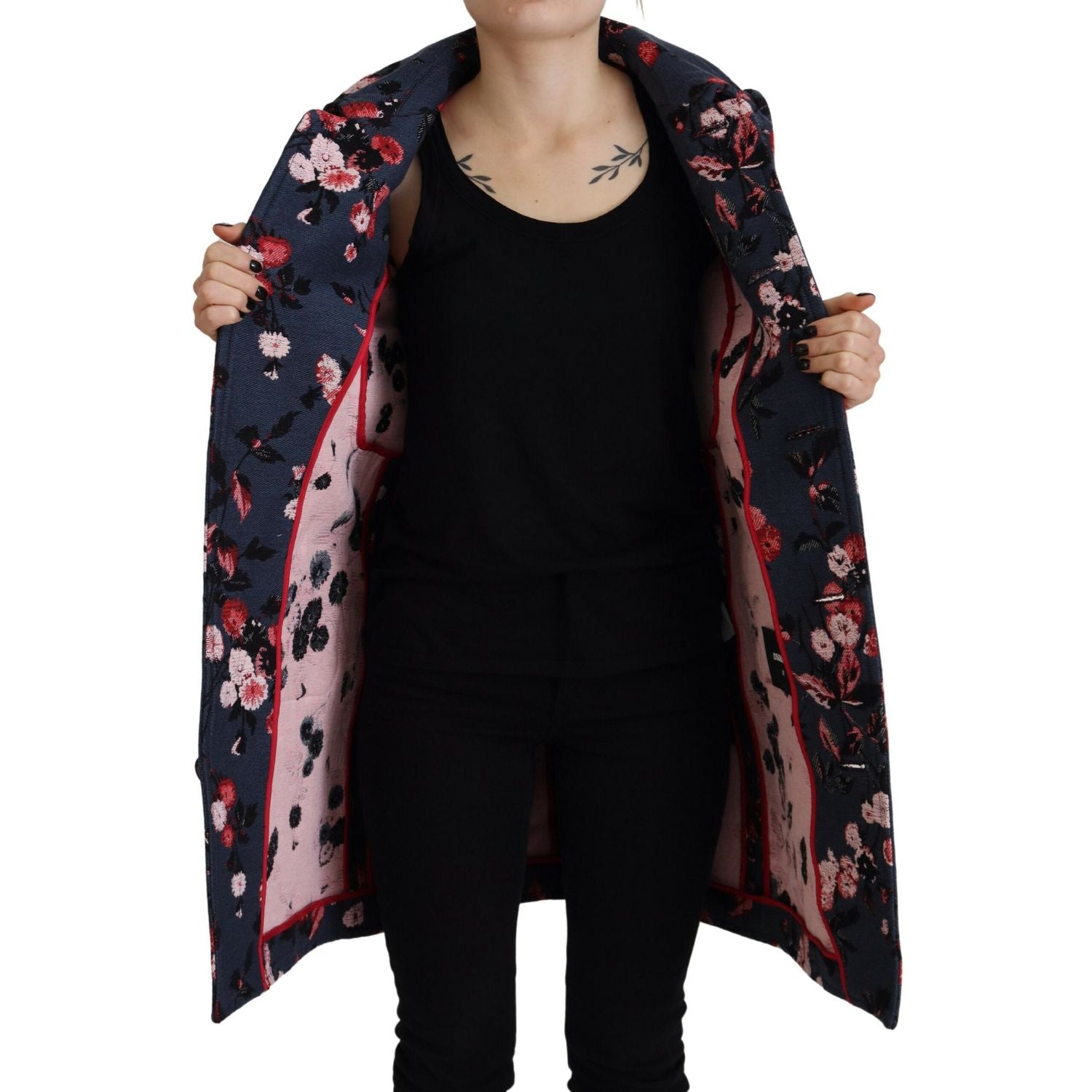 Dsquared² Multicolor Printed Women Long Coat Blazer Jacket
