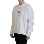 Dsquared² White Cotton Printed Long Sleeve Crew Neck Sweater