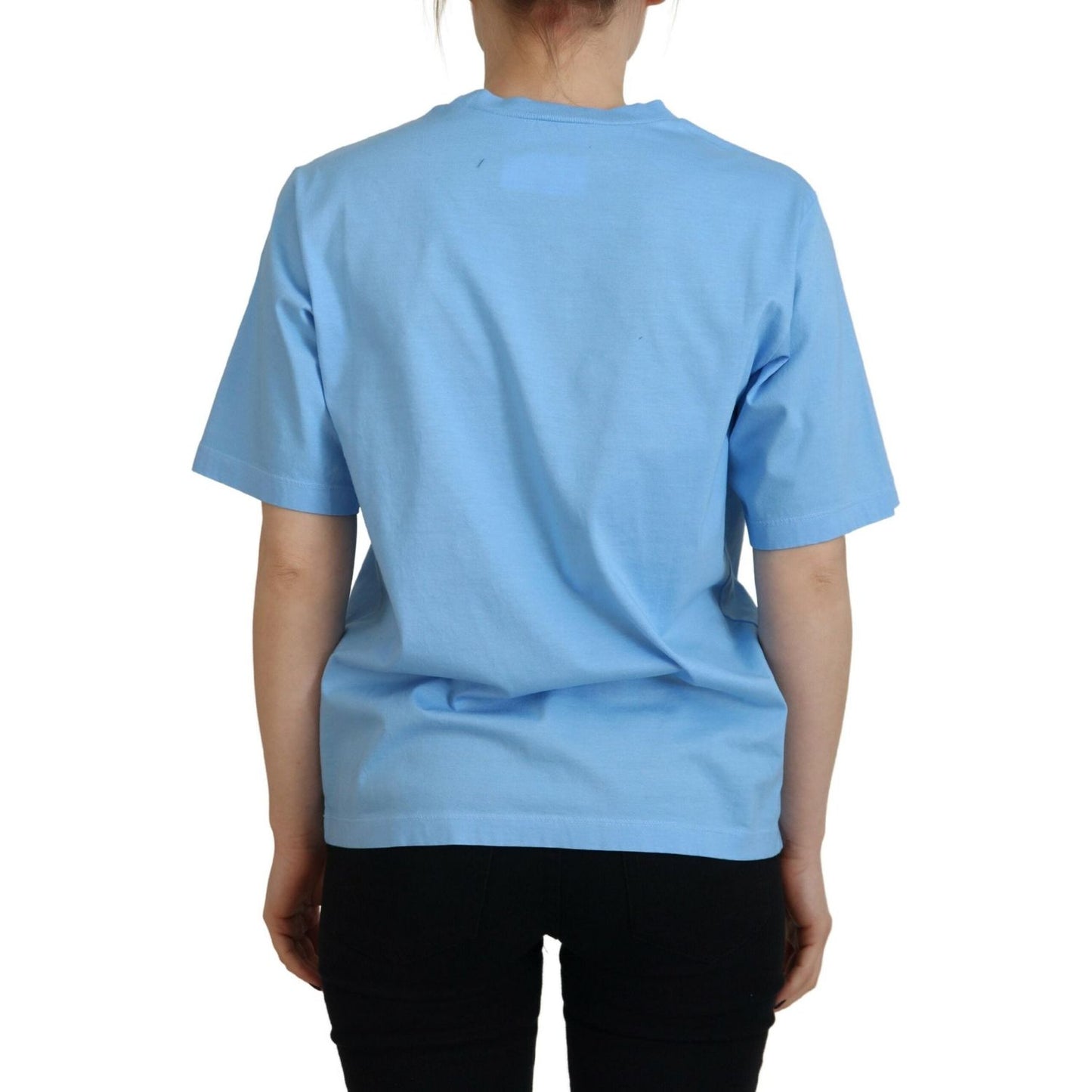 Dsquared² Blue Logo Print Cotton Crewneck Short Sleeve T-shirt