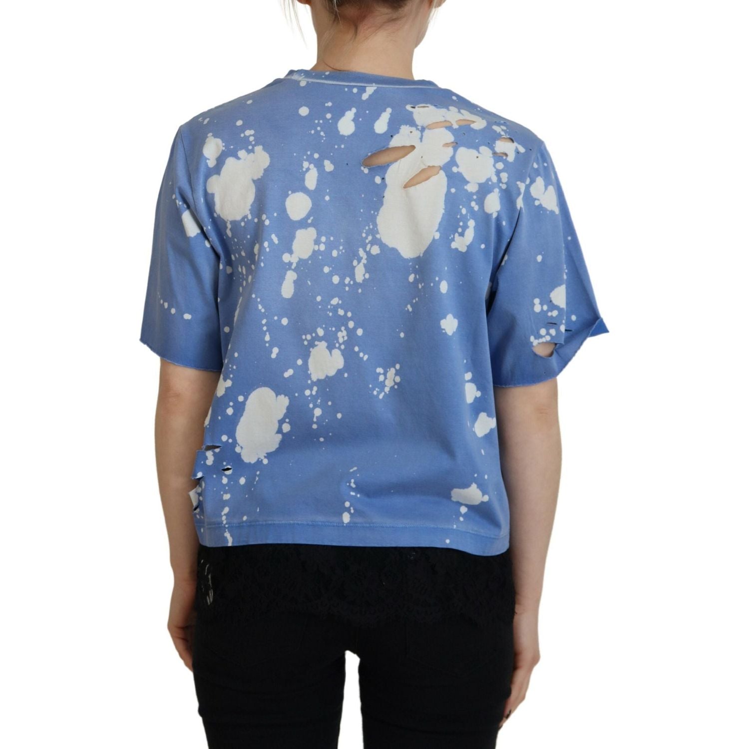 تي شيرت من القطن الأسود بطبعة فتاة قوطية من Dsquared² باللون الأزرق