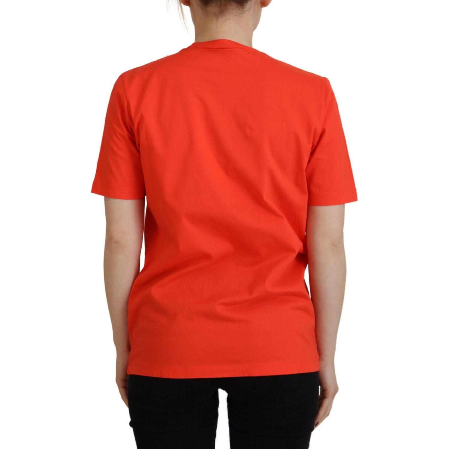 تي شيرت Dsquared² Orange Cotton Shiny Icon East Tee Crewneck T-Shirt