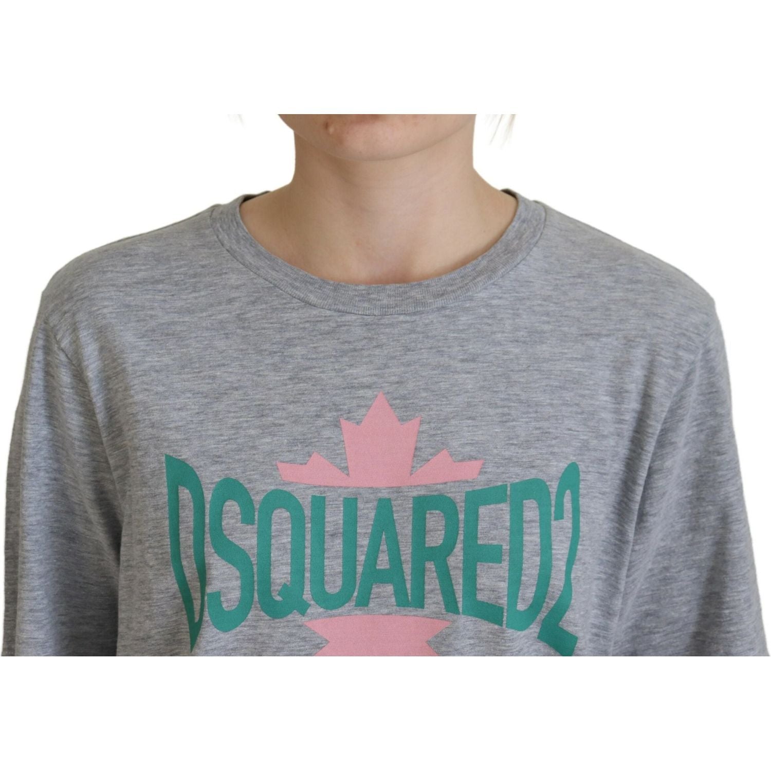 تي شيرت Dsquared² رمادي اللون من القطن برقبة دائرية وأكمام قصيرة